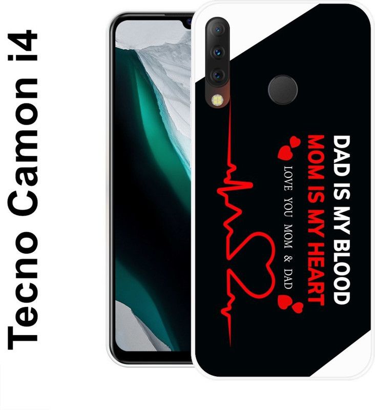INDIALAND Back Cover for Tecno Camon I4  (Black, White, Grip Case, Silicon)