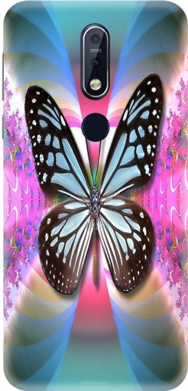 PNBEE Back Cover for Nokia 7.1 Plus- Butterfly Print Mobile Case Cover  (Multicolor, Hard Case, Pack of: 1)