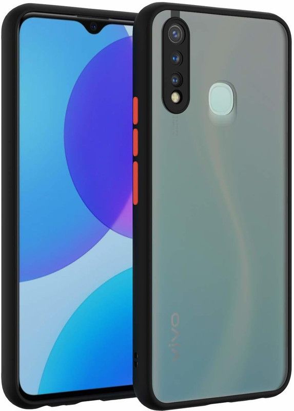 Wideals Back Cover for Vivo Y12 Smoke Cases with Camera Protection( Camera Cap)  (Black, Camera Bump Protector, Pack of: 1)