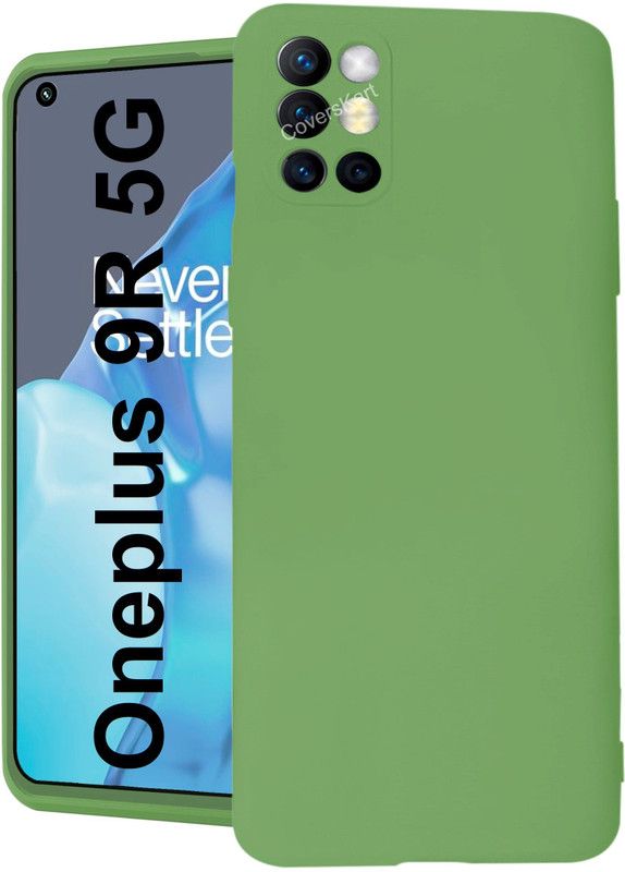 Coverskart Back Cover for OnePlus 9R 5G, Liquid Silicone Silky-Soft Touch Full Body Protection Shockproof Cover Case  (Green, Dual Protection, Silicon, Pack of: 1)