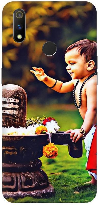THE NARAYANA COLLECTIONS Back Cover for REALME 3i- RMX1827-SHIV,LING,BABY,MAHADEV,OM  (Multicolor, Hard Case, Pack of: 1)