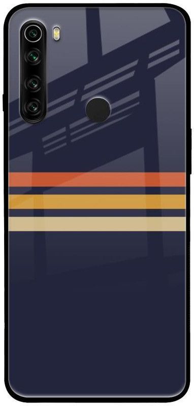 QRIOH Glass Back Cover for Redmi Note 8  (Blue, Grip Case, Silicon, Pack of: 1)