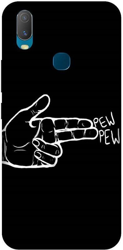 URCHIN Back Cover for Vivo Y15 pew pew, cool, black, hand, alone, attitude  (Multicolor, Shock Proof, Pack of: 1)