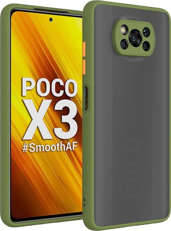 MOBIRUSH Back Cover for Poco X3 Pro  (Green, Camera Bump Protector, Pack of: 1)