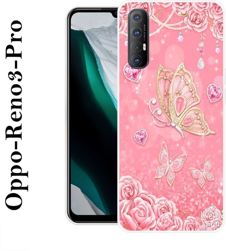 BAGRA Back Cover for Oppo Reno3 Pro  (Pink, White, Grip Case, Silicon)