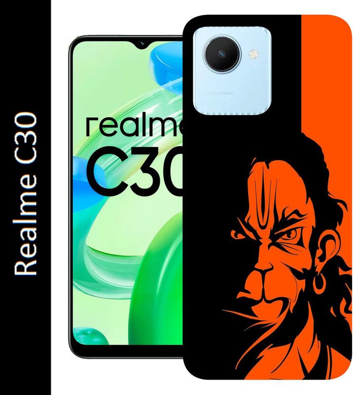 BeauCase Back Cover for Realme C30 back glass  (Orange, Black, Grip Case, Silicon, Pack of: 1)