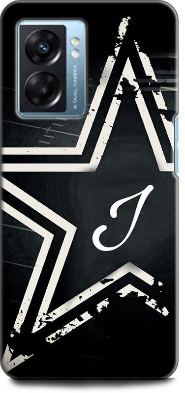 INDICRAFT Back Cover for OPPO K10 5G, CPH2337 J, J LETTER, STAR, BLACK, ALPHABET  (Multicolor, Shock Proof, Pack of: 1)