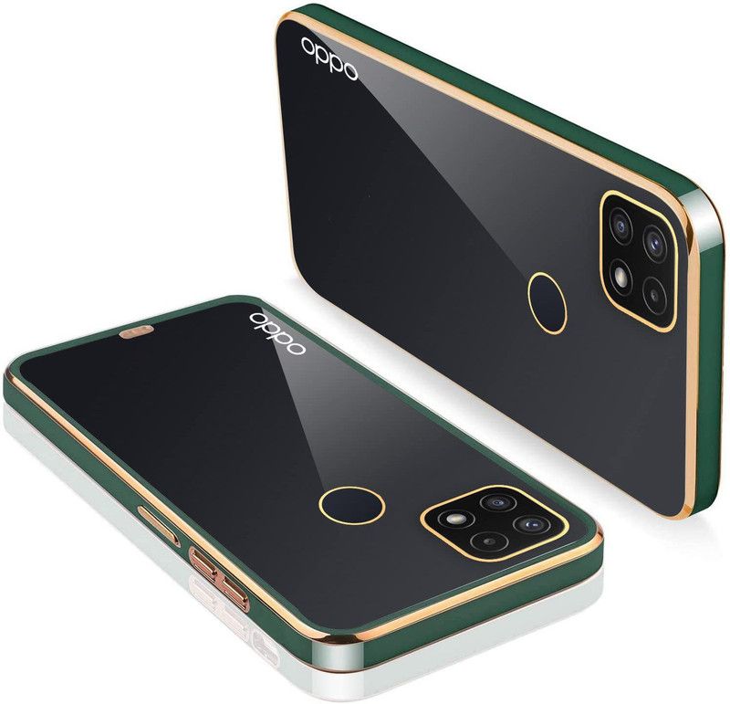 Yebhi Online Back Cover for Realme C12 Narzo 20, 30A |Electroplated Silicon Golden Plating Crystal Clear Case|  (Green, Grip Case, Pack of: 1)