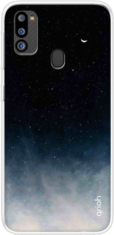 QRIOH Back Cover for Samsung Galaxy M21 2021  (Black, White, Grip Case, Silicon, Pack of: 1)