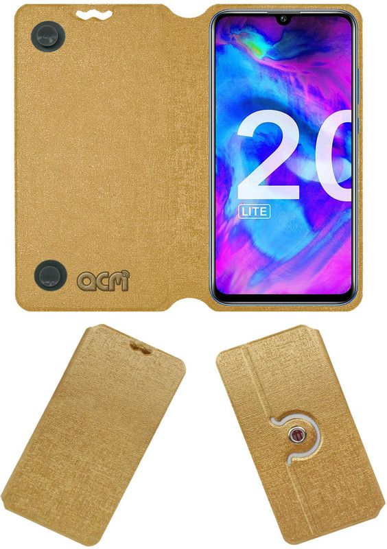 ACM Flip Cover for Honor 20 Lite  (Gold, Cases with Holder, Pack of: 1)