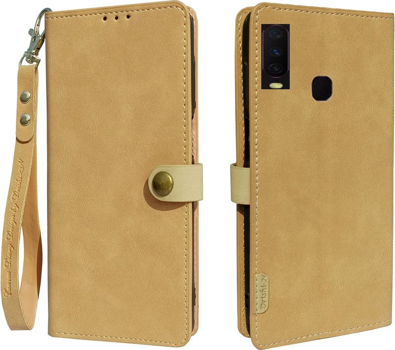 MOBEESOL Flip Cover for Vivo Y17, Vivo Y15, Vivo Y12, Vivo U10 (Heavy Duty)  (Beige, Shock Proof, Pack of: 1)