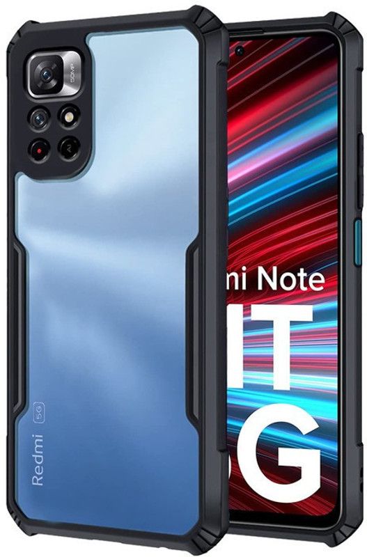 Cafune Back Cover for Mi Redmi Note 11T  (Black, Transparent, Dual Protection, Pack of: 1)