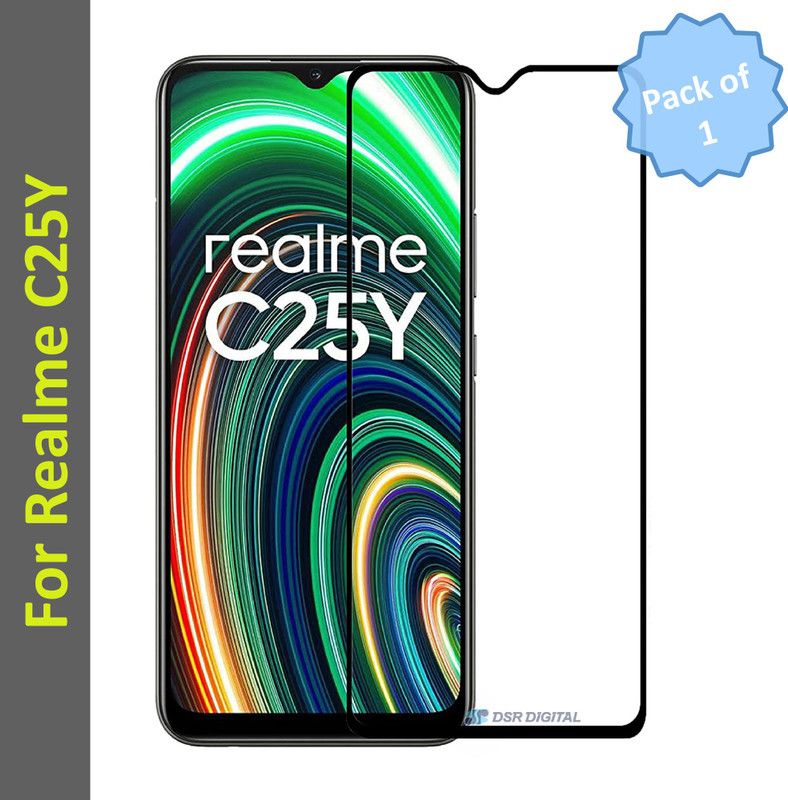 DSR Tempered Glass Guard for Realme C25Y, HD Clear, Bubble-Free, Anti-Scratch with Full Screen Coverage & Easy Installation Kit  (Pack of 1)