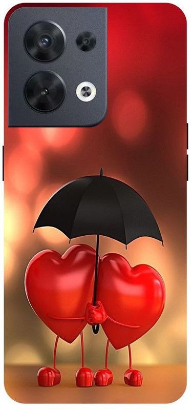 Wall Art Back Cover for OPPO RENO 8 (5G) Love, Heart, Umbrella Printed  (Multicolor, Dual Protection, Pack of: 1)
