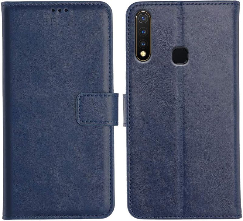 Orosky Flip Cover for Vivo Y19  (Blue, Dual Protection)