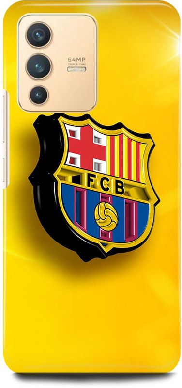 play fast Back Cover for vivo V23 5G, V2130 MANCHESTER, UNITED, FCB, BARCELONA  (Yellow, Hard Case, Pack of: 1)