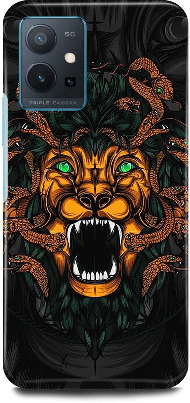 play fast Back Cover for Vivo y75 5G, V2142 LION, MEDUSA, ANGRY, LION  (Yellow, Hard Case, Pack of: 1)