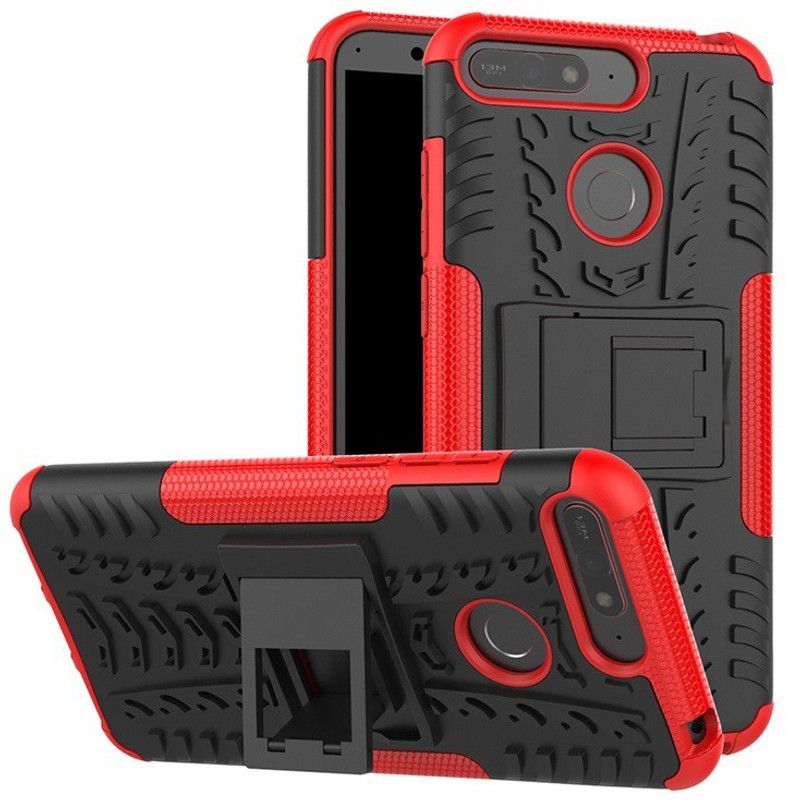 MOBIRUSH Back Cover for Huawei Y6 / Y6 Prime 2018  (Red, Rugged Armor)