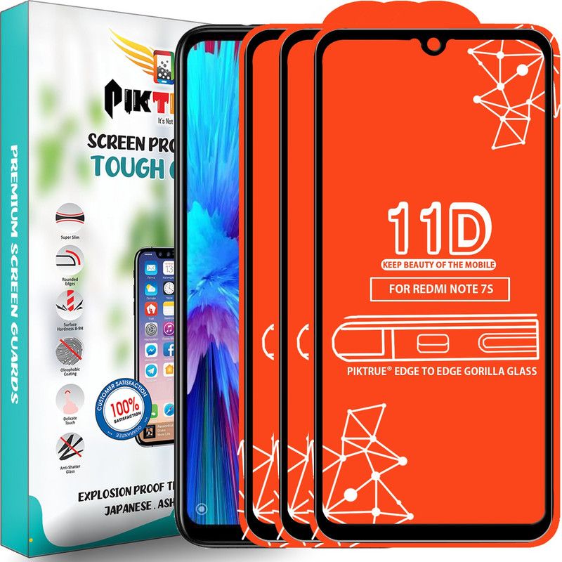 PikTrue Edge To Edge Tempered Glass for Redmi Note 7S  (Pack of 3)