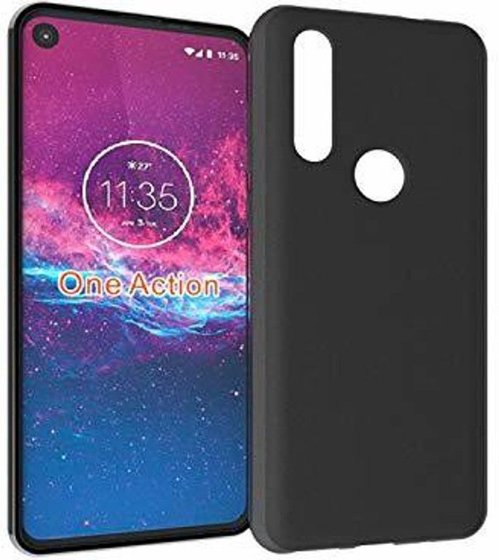Caseline Back Cover for Motorola One Action  (Black, Grip Case, Silicon, Pack of: 1)