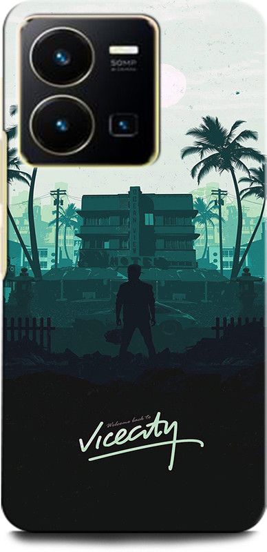 ORBIQE Back Cover for Vivo Y35 V2205 GTA VICE CITY, GAME, GUN, BIKE, CAR, GTAVICECITY GAME  (Multicolor, Hard Case, Pack of: 1)