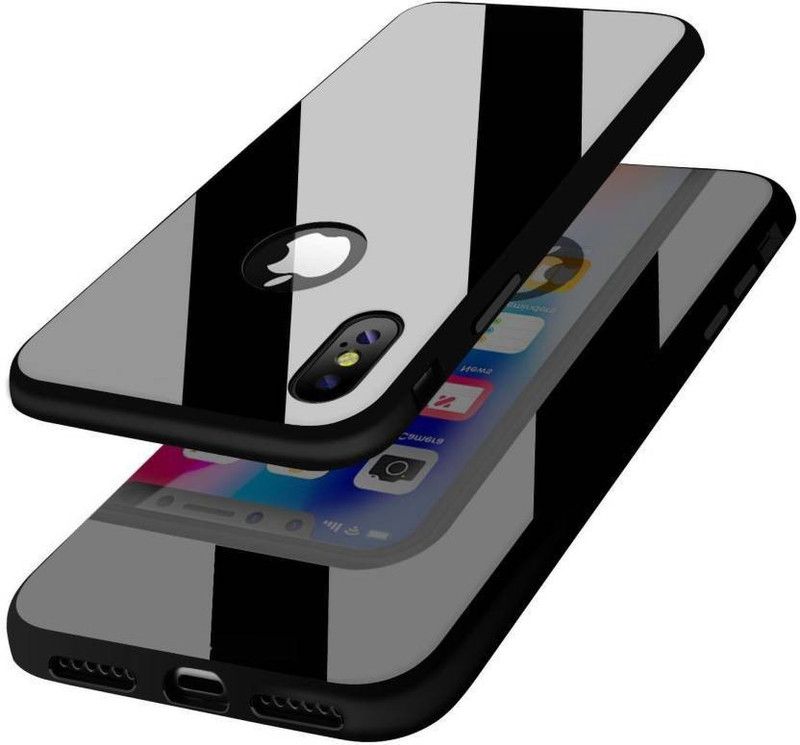 AmericHome Back Cover for Apple Iphone Xs MAX Classy & Stylish Hard Glass Finish  (Black, Dual Protection, Pack of: 1)