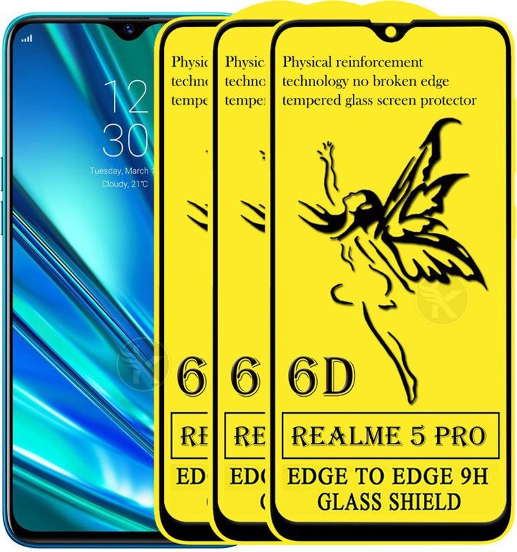 HQ Protection Edge To Edge Tempered Glass for Realme 5 Pro  (Pack of 3)