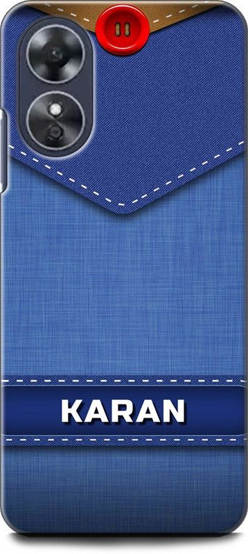 WallCraft Back Cover for OPPO A17, CPH2477 KARAN NAME, K LETTER, BLUE, JEANS, ALPHABET, DESIGN  (Multicolor, Dual Protection, Pack of: 1)