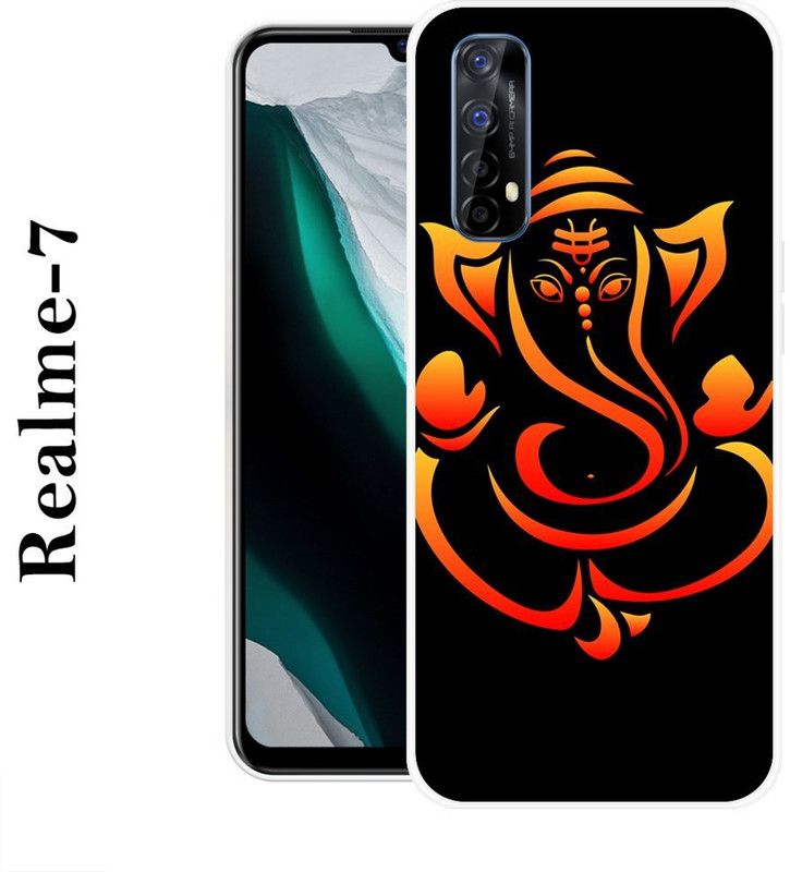 Sswastik Back Cover for Realme 7  (Black, Orange, Grip Case, Silicon)