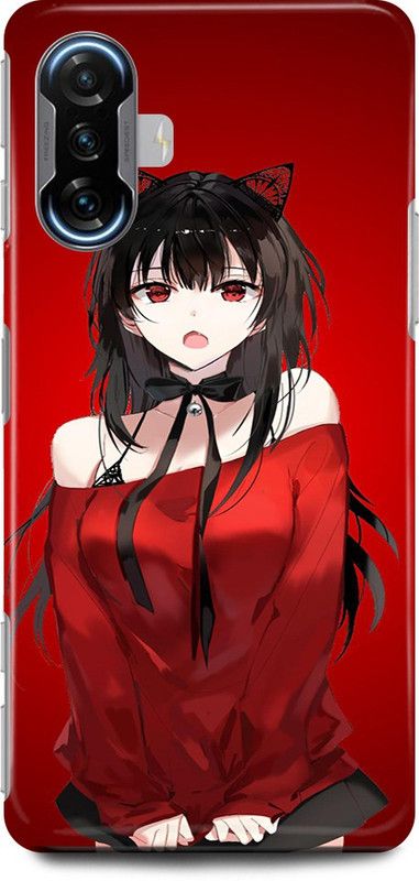 JUGGA Back Cover for POCO F3 GT, GIRL, CUTE, RED, GIRL, LOVELY, GIRL, ANIME, LOVE  (Red, Hard Case, Pack of: 1)