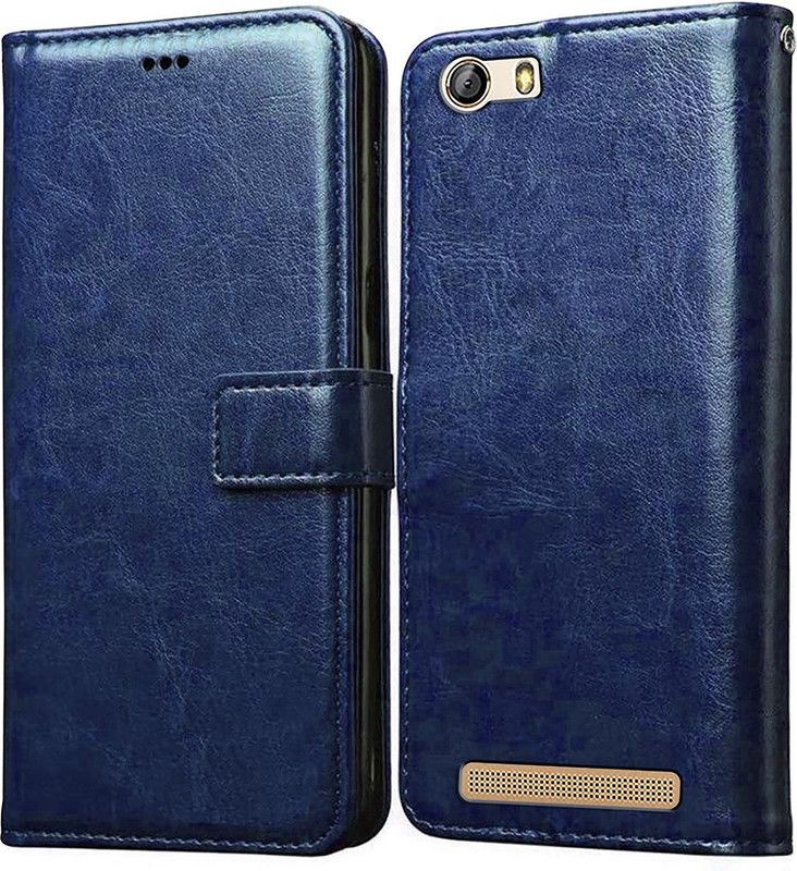 Flipkart SmartBuy Flip Cover for Gionee Marathon M5 Lite Leather Flip Case  (Blue, Pack of: 1)