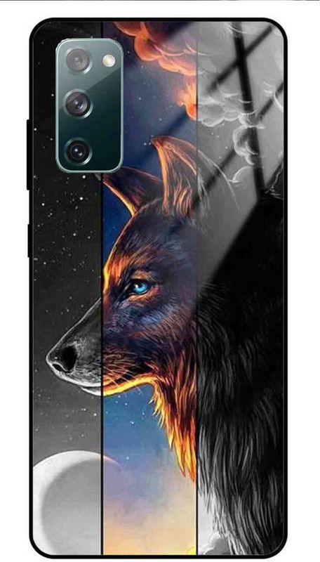 NDCOM Back Cover for Samsung Galaxy S20 FE Art Wolf Black Printed Glass Case  (Multicolor, Grip Case, Pack of: 1)