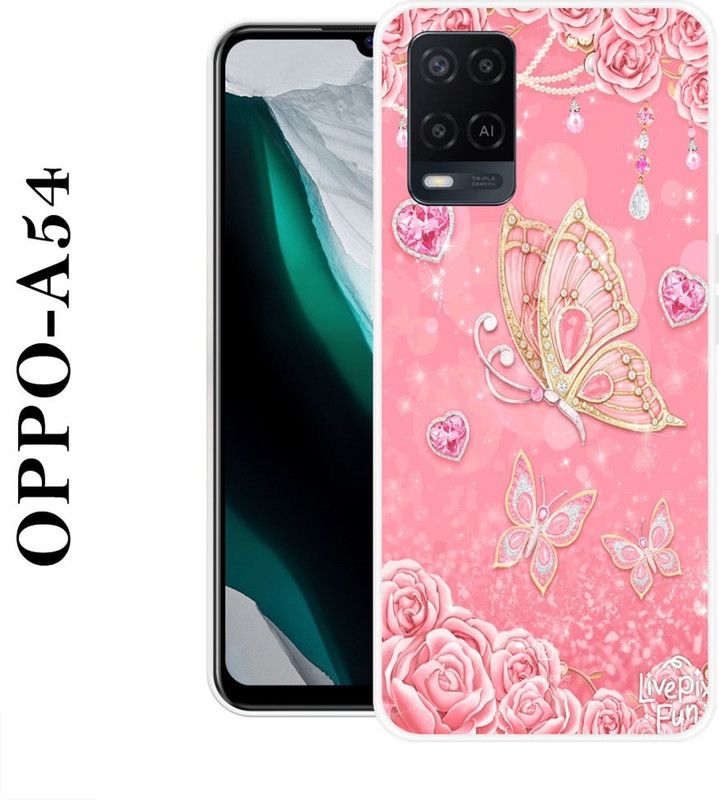 KLC Back Cover for Oppo A54  (Pink, Gold, Silicon)
