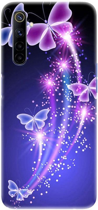 PNBEE Back Cover for Realme 6S - Blue Butterfly Print  (Multicolor, Hard Case, Pack of: 1)