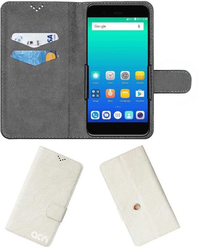 ACM Flip Cover for Yu Yunique 2 Plus  (White, Cases with Holder)