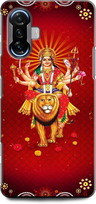 Wall Art Back Cover for POCO F3 GT MAA, GOD, SHERAWALI MATA JI  (Multicolor, Dual Protection)