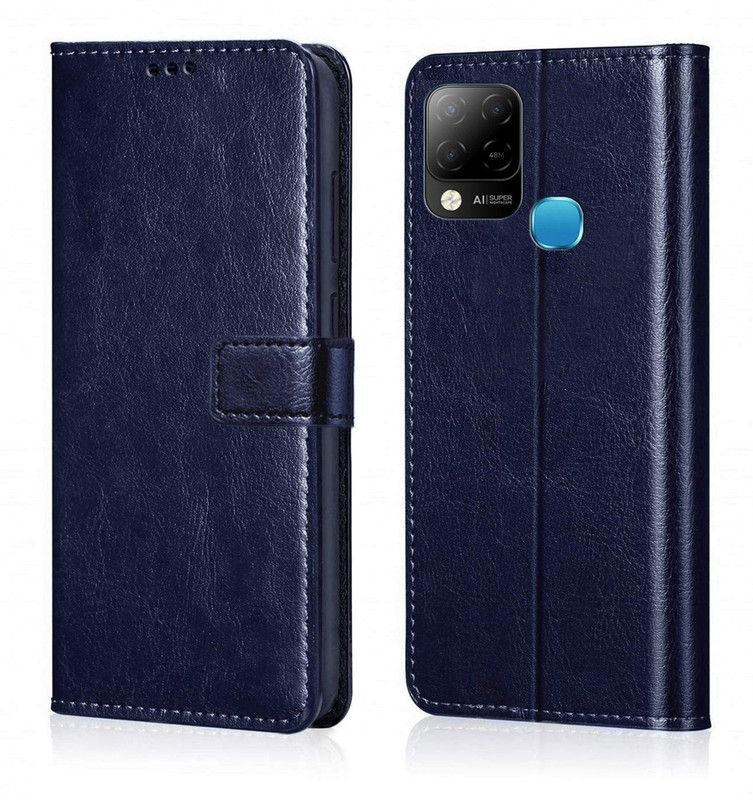 Nuvak Flip Cover for Infinix Hot 10S  (Blue, Magnetic Case, Pack of: 1)