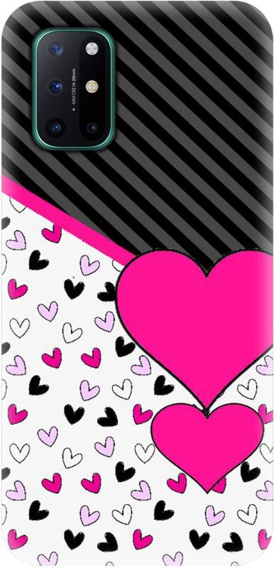 Smutty Back Cover for OnePlus 8T - Pink Heart Print  (Multicolor, Hard Case, Pack of: 1)