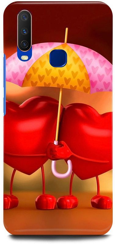 JUGGA Back Cover for Vivo U10, 1916, LOVE, HEARTS, UMBRELLA, COUPLE  (Red, Hard Case, Pack of: 1)