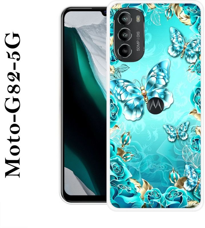 REDFLY Back Cover for Motorola Moto G82 5G  (Green, Gold, Silicon)