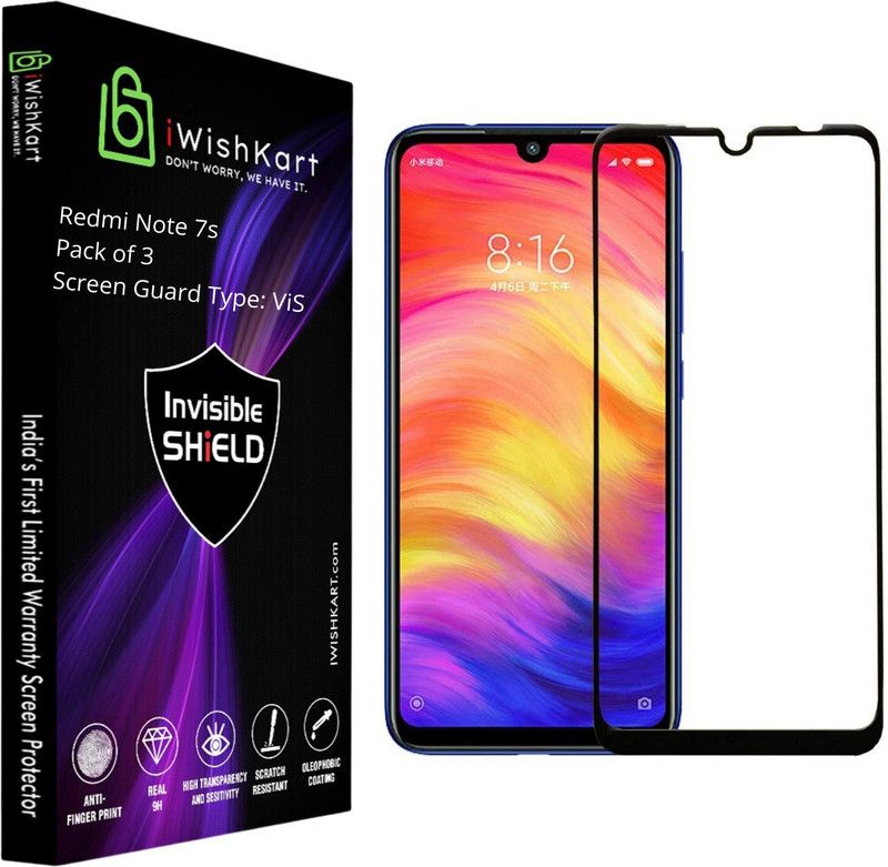 iWishKart Edge To Edge Screen Guard for Redmi Note 7S , Xiaomi Redmi Note 7S  (Pack of 3)