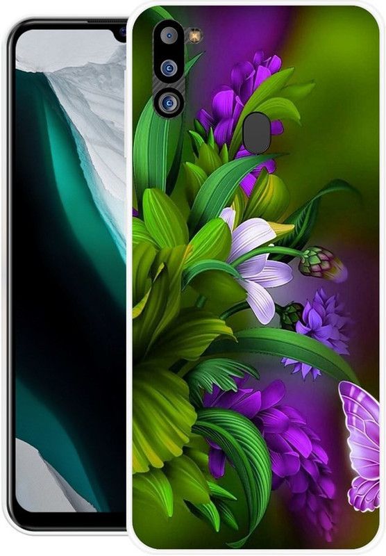 NEVYZAP Back Cover for Samsung Galaxy M21 2021 Edition  (Green, Purple, Grip Case, Silicon, Pack of: 1)