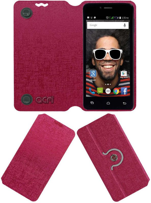ACM Flip Cover for Rio Paris  (Pink, Cases with Holder, Pack of: 1)