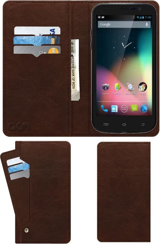 ACM Flip Cover for Zen Ultrafone 701hd  (Brown, Cases with Holder, Pack of: 1)