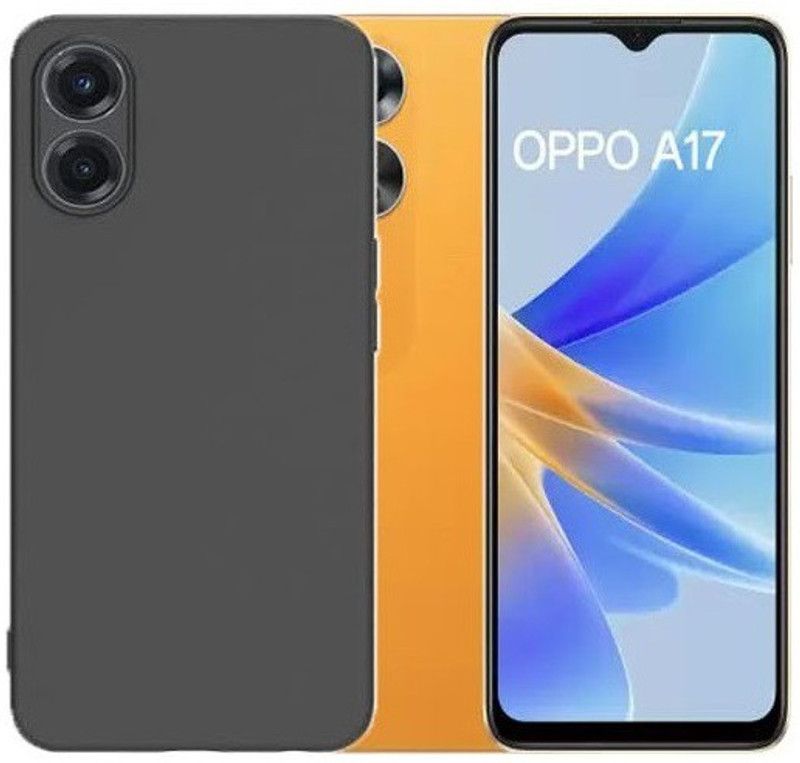 S-Hardline Back Cover for Oppo A17, inner Soft Microfiber Cloth Cushion Gloss Finish Candy Case  (Black, Pack of: 1)