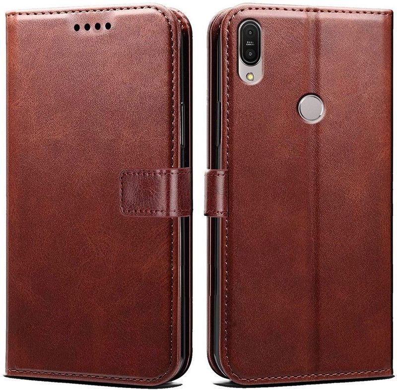 Finaux Flip Cover for Asus Zenfone Max Pro M1  (Brown, Pack of: 1)
