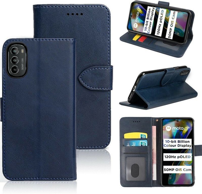 Juberous Flip Cover for Motorola Moto G82 5G, Motorola G82 5G, Moto G82 5G  (Blue, Flexible, Pack of: 1)