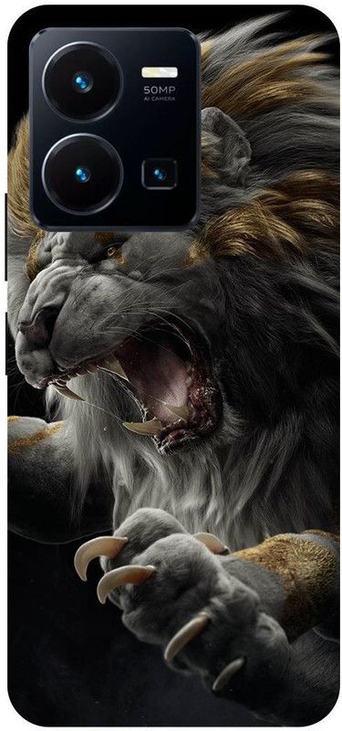 FRONK Back Cover for vivo Y22, V2207, ANGRY, LION, SHER  (Brown, Hard Case, Pack of: 1)