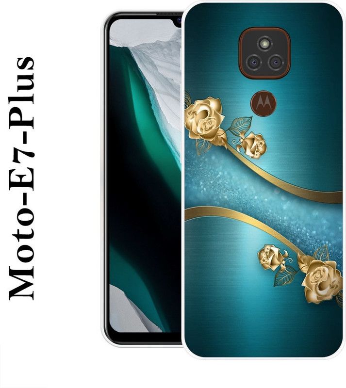 JATLAND Back Cover for Motorola Moto E7 Plus  (Green, Gold, Silicon)