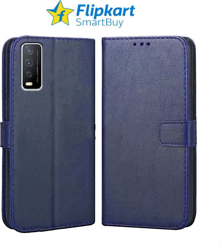 Flipkart SmartBuy Flip Cover for Vivo Y12S  (Blue, Cases with Holder, Pack of: 1)